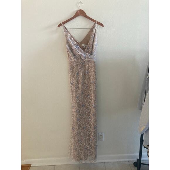 NWT Dress The Population Helen Lace Sequin Gown Surplice V-Neck Trumpet Dress S - Picture 5 of 11